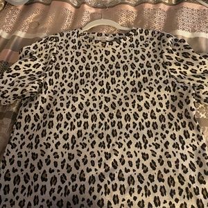 Loft, short sleeve leopard print shirt